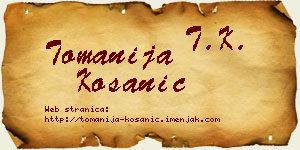Tomanija Kosanić vizit kartica